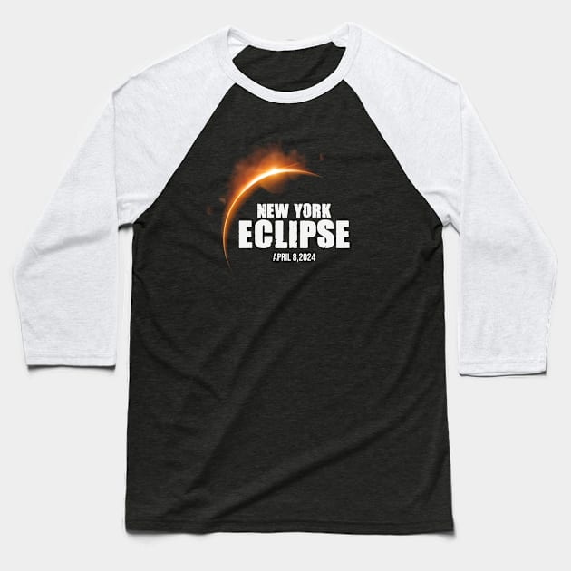 New York Eclipse April 8 2024 Baseball T-Shirt by storyofluke